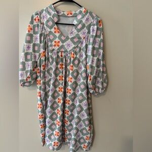 Floral Patterned Dress with Puff Sleeves